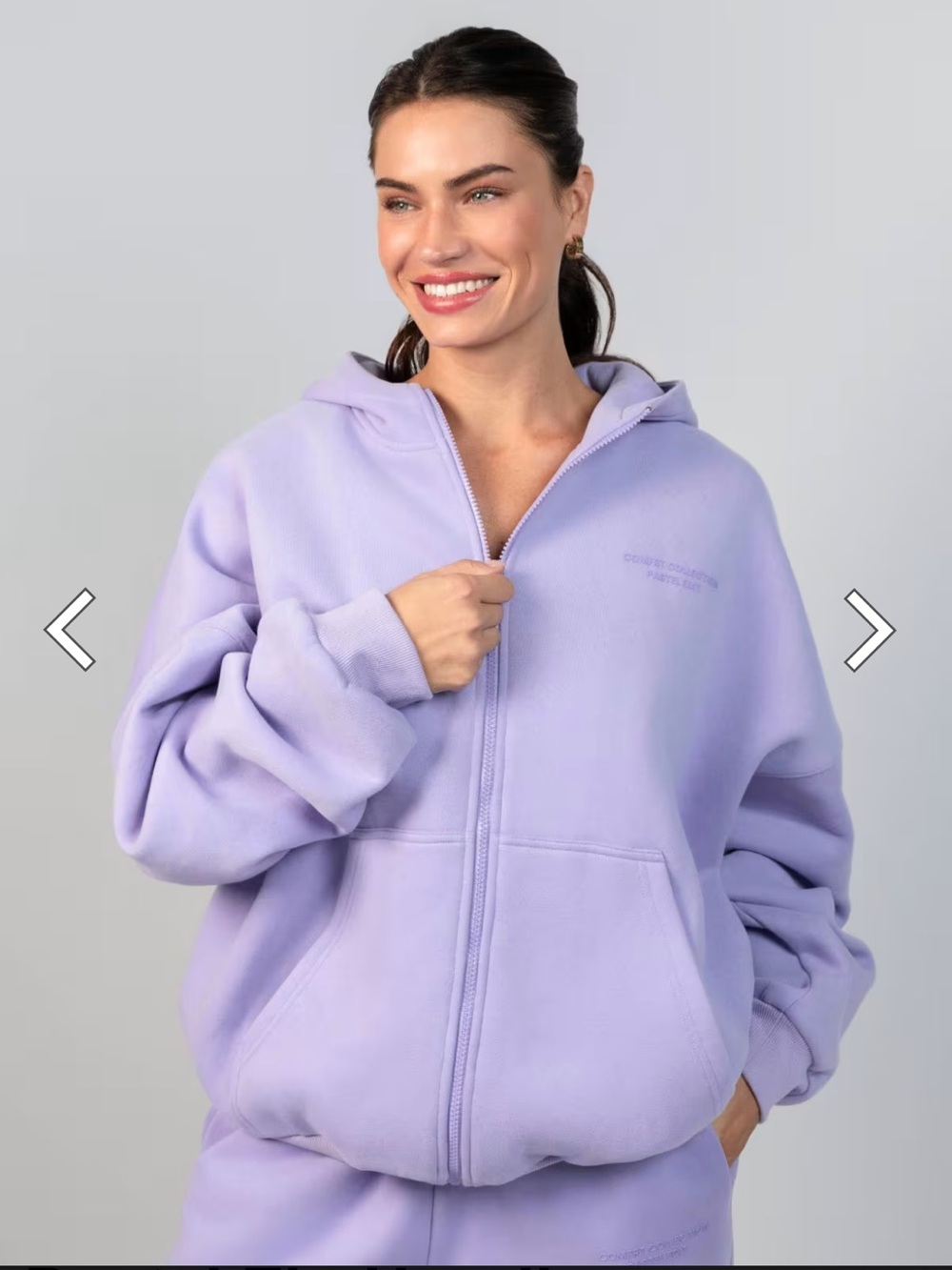 Pastel Zip Hoodie in Lavender